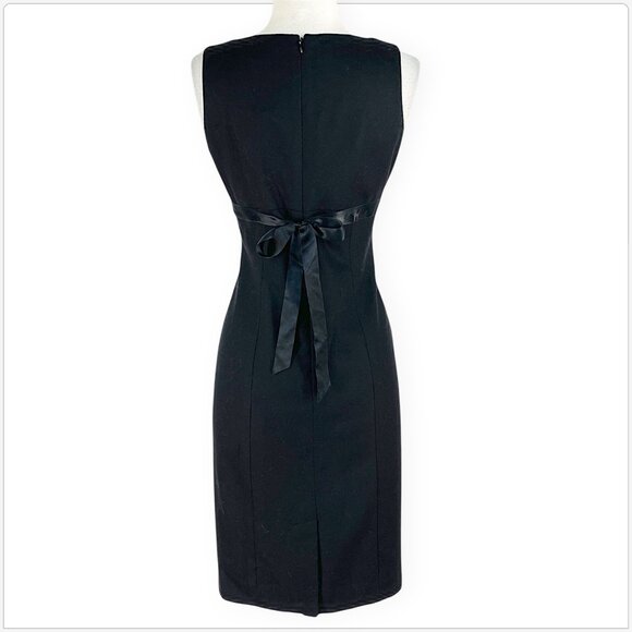 Rebecca Taylor Black Empire Stretch Wool Ribbon Belt Flower Brooch Dress New 8 - Picture 4 of 5